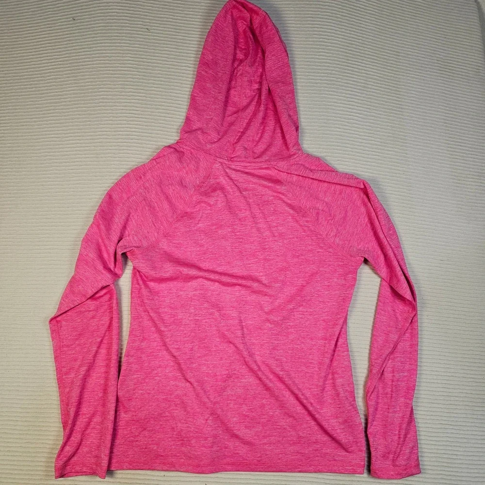 Ideology Womens Pink Space Dye Performance Hoodie Long Sleeve V-Neck Size‎ L